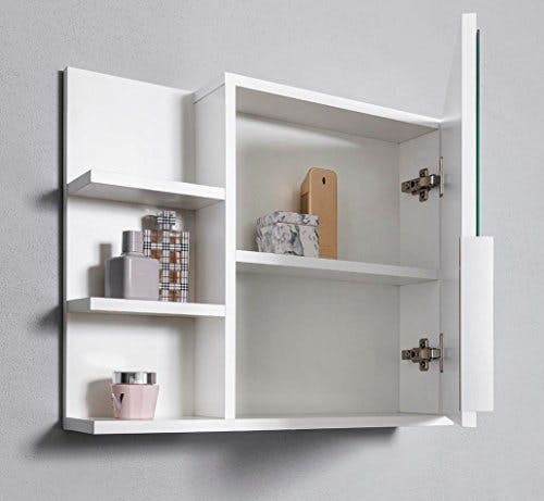 DOMTECH Badezimmer Spiegelschrank mit Ablagen, Badezimmerspiegel, Weiß Spiegelschrank, L 1
