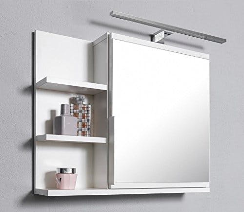 DOMTECH Badezimmer Spiegelschrank mit Ablagen, Badezimmerspiegel, Weiß Spiegelschrank, L 2