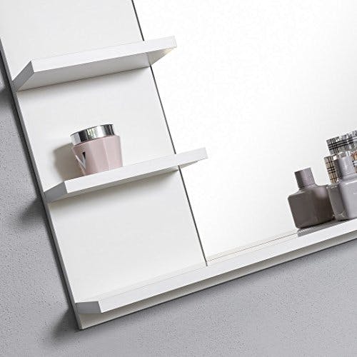 DOMTECH Badspiegel mit Ablagen, Weiß Badezimmer Spiegel, Wandspiegel, Badezimmerspiegel L 1