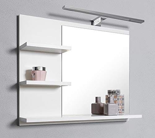 DOMTECH Badspiegel mit Ablagen, Weiß Badezimmer Spiegel, Wandspiegel, Badezimmerspiegel L 2