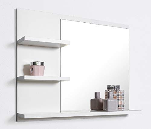 DOMTECH Badspiegel mit Ablagen, Weiß Badezimmer Spiegel, Wandspiegel, Badezimmerspiegel L