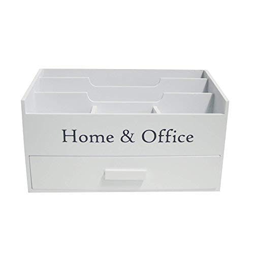 Schreibtisch-Organizer Weiß 5 Fächer eine Schublade Briefbox Holz Schreibtischorganizer Ständer Briefablage Holz Letterbox Ablage Büro Organizer Holz Schreibtisch Briefständer Briefhalter Utensilio 0