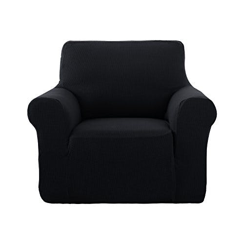 Deconovo Jacquard-Sesselbezug, 1-Sitzer, komfortabel, dehnbar, für Kinder, Schwarz, Sofaschonbezug