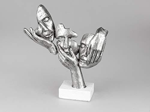 Deko Figur Paar Silber weiß Elegante Skulptur und Wohnzimmer Dekoration mit gratis Geschenkanhänger und Klammer 0