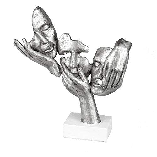Deko Figur Paar Silber weiß Elegante Skulptur und Wohnzimmer Dekoration mit gratis Geschenkanhänger und Klammer