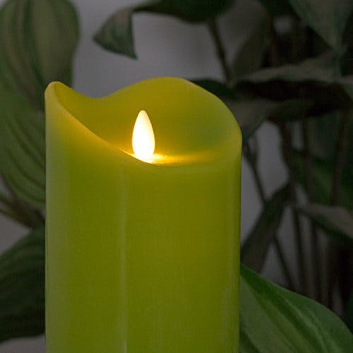 Dekovita Geschenkidee 30cm Dekoglas LED-Echtwachs Kerze grün m. bewegter Flamme u. Deko-Sand Ostern Muttertag Geburtstag 2
