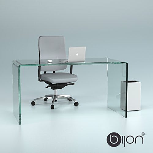 bijon Glas-Schreibtisch aus 15mm Echtglas, Klarglas - (B/T/H) 140 x 70 x 73 cm