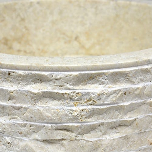 Divero Designbecken Marmor Naturstein Aufsatz-Waschbecken Roma Handwaschbecken Waschschale Stein poliert rund Creme beige 1