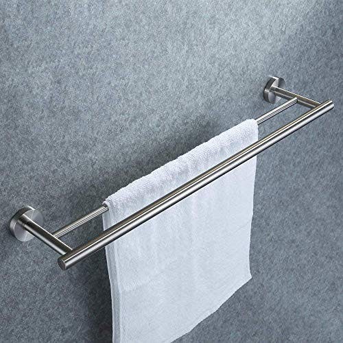Doppelter Handtuchhalter, Dailyart Badezimmer Handtuchstange Bad Ohne Bohren für Wandmontage 70cm Handtuchhalter Edelstahl Gebürstet zum Kleben Einfache Montage