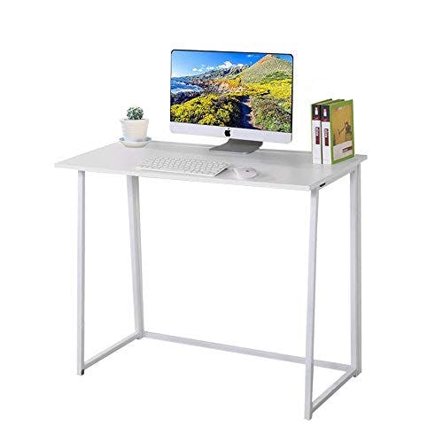 Dripex Faltbar Tisch Schreibtisch Computertisch für Homeoffice Arbeitszimmer Klappbar PC Tisch (Weiß, Keine Montage)