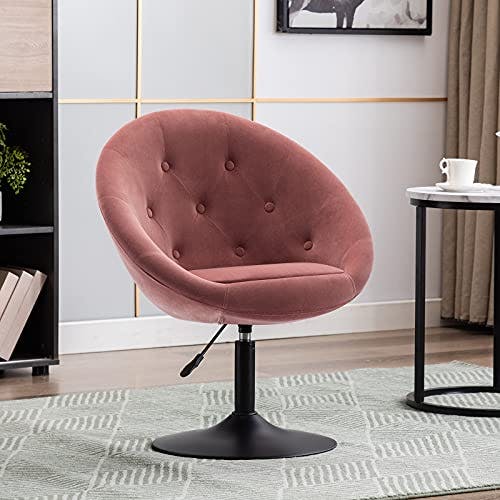 Duhome Loungesessel Höhenverstellbar Samt, Schminktisch Stuhl Drehstuhl Cocktailsessel mit Armlehne für Wohnzimmer Esszimmer Schlafzimmer, Pink 0