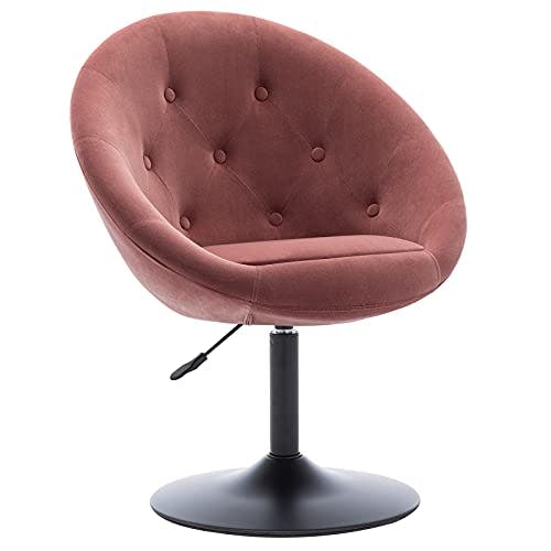 Duhome Loungesessel Höhenverstellbar Samt, Schminktisch Stuhl Drehstuhl Cocktailsessel mit Armlehne für Wohnzimmer Esszimmer Schlafzimmer, Pink