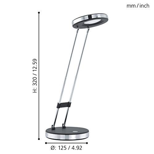 EGLO LED Tischlampe Gexo, 1 flammige Tischleuchte, Klassisch, Schreibtischlampe aus hochwertigem Kunststoff und Stahl, Bürolampe in Schwarz, Chrom 0