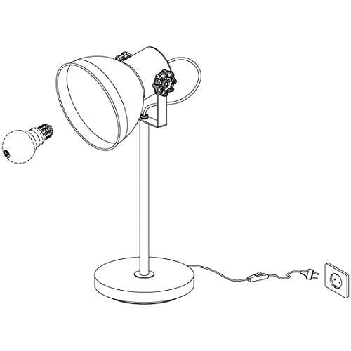 EGLO Tischlampe Barnstaple, 1 flammige Vintage Tischleuchte im Industrial Design, Retro Nachttischlampe aus Stahl im Zink Used-Look, Holz, Rostoptik, schwarz, Fassung: E27, inkl. Schalter 3