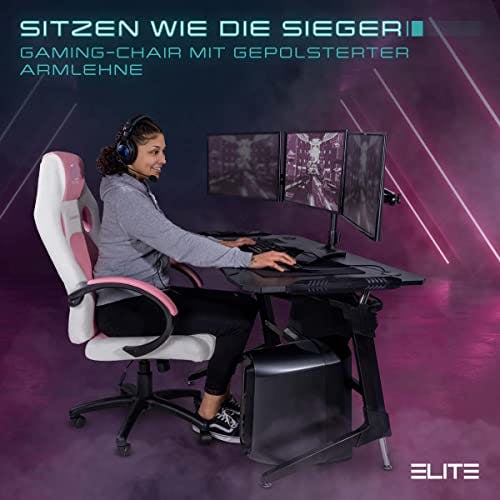 ELITE Gaming Stuhl MG100 Exodus | Ergonomischer Bürostuhl - Schreibtischstuhl - Chefsessel - Sessel - Racing Gaming-Stuhl - Gamingstuhl - Drehstuhl - Chair - Kunstleder Sportsitz (Schwarz/Blau) 0
