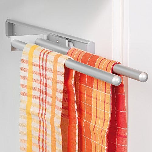Emuca - Ausziehbarer Handtuchhalter mit 2 Armig, handtuchauszug küche oder Bad aus matt eloxiertem Aluminium, Länge 440mm 2