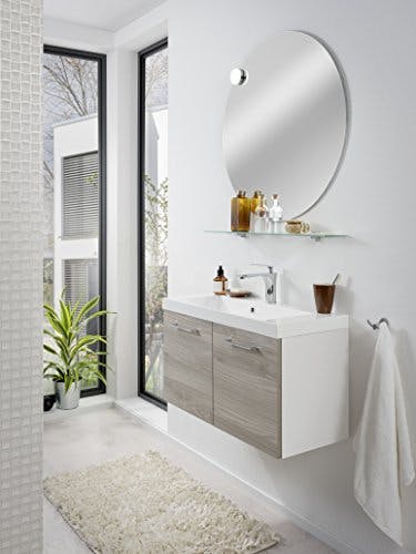 FACKELMANN Spiegel rund Ø 80 cm Mirrors/Wandspiegel mit Befestigung/Maße (B x H x T): ca. 80 x 80 x 1,5 cm/hochwertiger Badspiegel/moderner Badezimmerspiegel/Durchmesser 80 cm 0