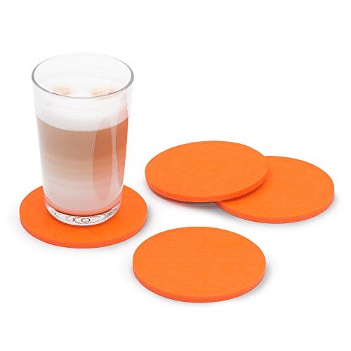 FILU Filzuntersetzer rund 8er Pack (Farbe wählbar) orange - Untersetzer aus Filz für Tisch und Bar als Glasuntersetzer/Getränkeuntersetzer für Glas und Gläser 1