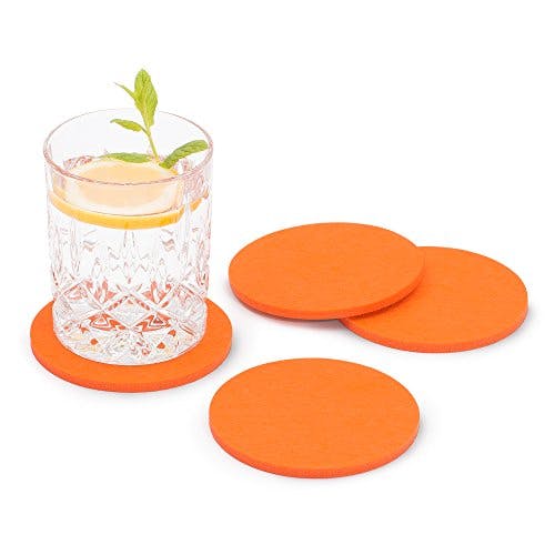 FILU Filzuntersetzer rund 8er Pack (Farbe wählbar) orange - Untersetzer aus Filz für Tisch und Bar als Glasuntersetzer/Getränkeuntersetzer für Glas und Gläser