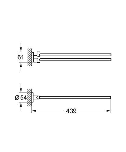 GROHE Essentials- Handtuchhalter (439 mm, 2-armig, kratzfest), chrom, 40371001 0