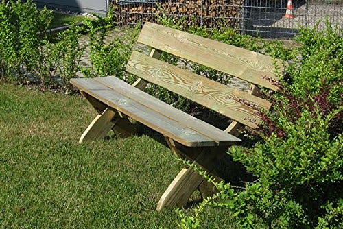 Gartenpirat Rustikale Gartenbank 3-Sitzer aus Holz massiv wetterfest 1
