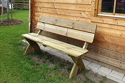 Gartenpirat Rustikale Gartenbank 3-Sitzer aus Holz massiv wetterfest 3