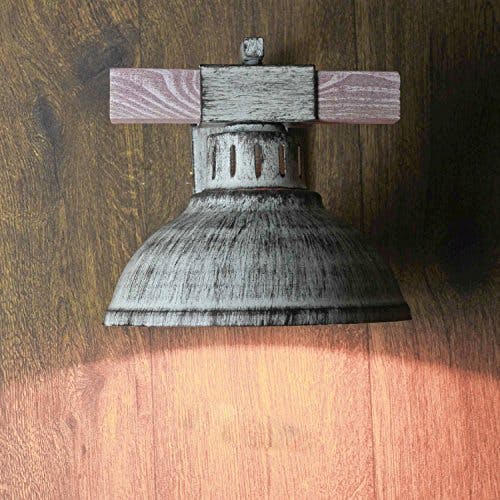 Licht-Erlebnisse Wandleuchte Metall Holz in Shabby Weiß Wohnzimmer Küche H:20 cm E27 natürlich gemütlich Landhaus Rustikal Vintage Wandlampe HAKON 0