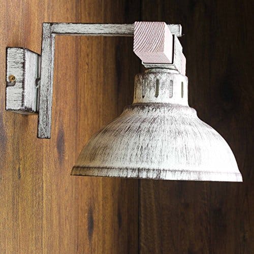 Licht-Erlebnisse Wandleuchte Metall Holz in Shabby Weiß Wohnzimmer Küche H:20 cm E27 natürlich gemütlich Landhaus Rustikal Vintage Wandlampe HAKON 2