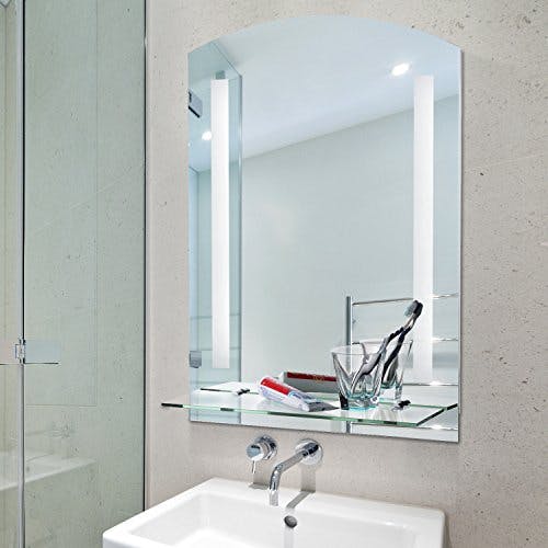 HOMCOM Badspiegelmit Ablage LED Lichtspiegel Badezimmerspiegel Wandspiegel 15W (Modell4) Wasserdicht 50 x 15,5 x 70 cm 0