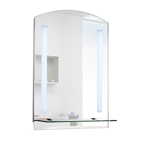 HOMCOM Badspiegelmit Ablage LED Lichtspiegel Badezimmerspiegel Wandspiegel 15W (Modell4) Wasserdicht 50 x 15,5 x 70 cm