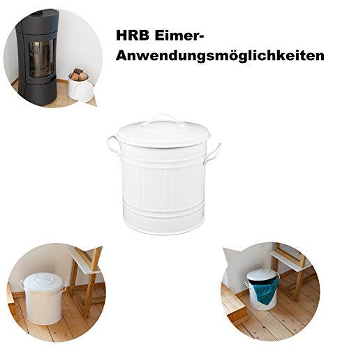 HRB Mülleimer Zink Weiß, 15 Liter, Vintage Design, sehr stabil mit Deckel- geeignet als Mülleimer Küche- Nutzbar als Abfalleimer oder zur Aufbewahrung von Klamotten 2