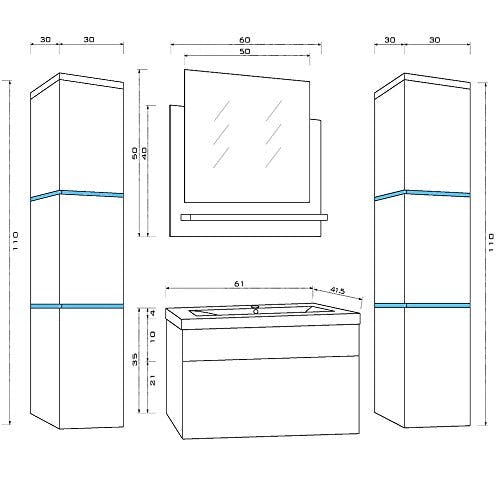 Home Deluxe - Badmöbel-Set - WANGEROOGE Schwarz - X-Large - inkl. Waschbecken und komplettem Zubehör - Breite Waschbecken: ca. 60 cm | Badezimmermöbel Waschtisch Badmöbelset 0