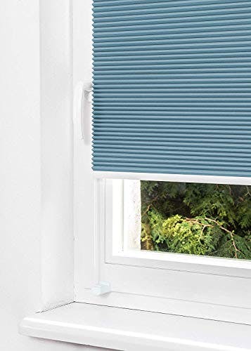 Home-Vision® Premium Doppelplissee Wabenplissee ohne Bohren mit Klemmträger / -fix (Weiß-Blau, B40cm x H120cm) Zweifarbig Blickdicht Sonnenschutz Jalousie für Fenster &amp; Tür 1