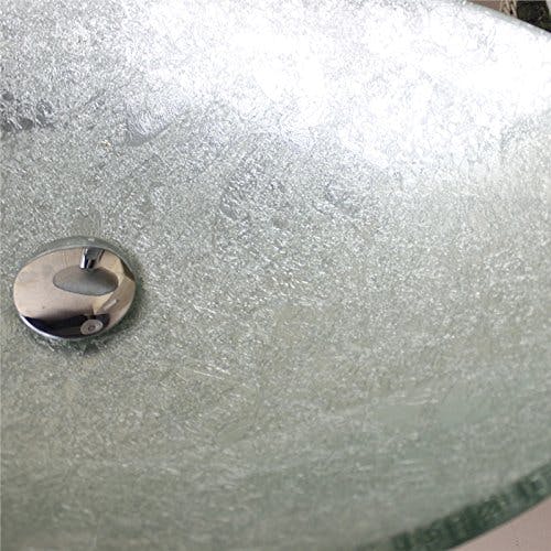 HomeLava Modern Waschbecken Glas Oval Set Hartglas Aufsatzwaschbecken mit Wasserfall Wasserhahn und Chrom Pop Up Ventil 3