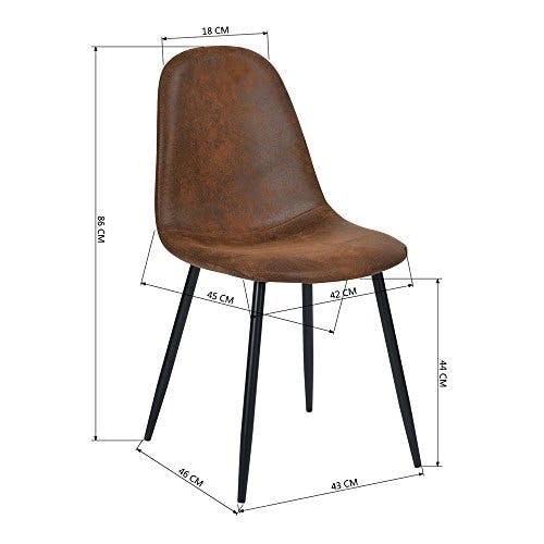 Homy Casa 4er Set Esszimmerstühle Scandinavian Vintage Künstlich Wildledersitz mit Stahlbeinen in Schwarz 0