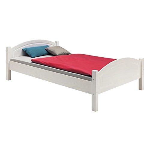 IDIMEX Massivholzbett FLIMS aus massiver Kiefer in weiß, stabiles Bett in 100 x 200 cm, schönes Bettgestell mit Fuß- und Kopfteil