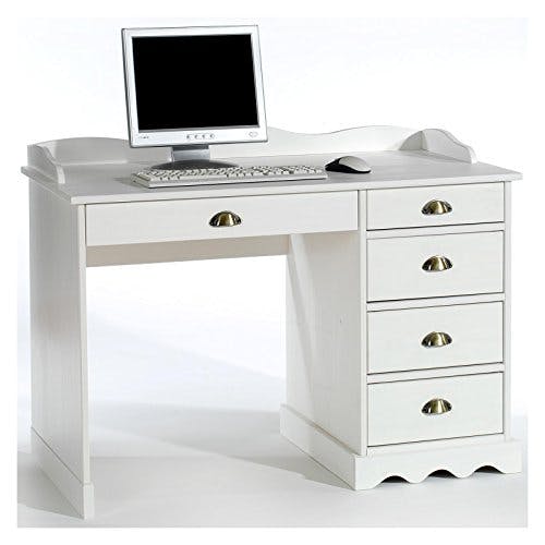 IDIMEX Schreibtisch Bürotisch Colette Arbeitstisch mit Aufsatz, Kiefer massiv, weiß lackiert, Landhausstil