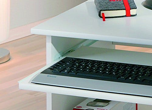 Inter Link – Schreibtisch – Laptoptisch – Computertisch - Auf Rollen – Ausziehbare Schublade – Mini Bürotisch – Laminatbeschichtet – 80 x 50 x 75cm - Weiß – Pepe 1