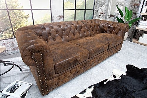 Invicta Interior Edles Chesterfield Sofa 3-Sitzer im Antik Couch Polstersofa braun 3er Couchgarnitur 0