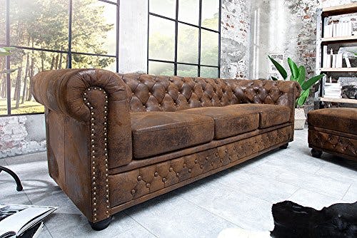 Invicta Interior Edles Chesterfield Sofa 3-Sitzer im Antik Couch Polstersofa braun 3er Couchgarnitur 1