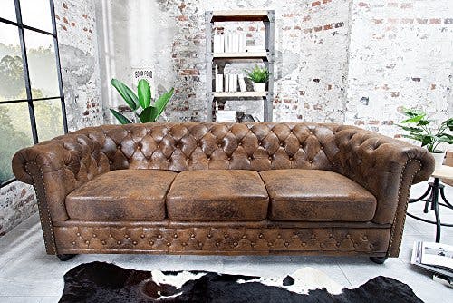 Invicta Interior Edles Chesterfield Sofa 3-Sitzer im Antik Couch Polstersofa braun 3er Couchgarnitur 2