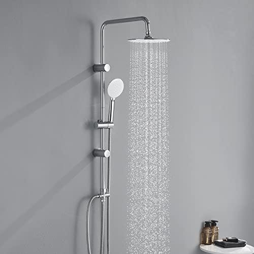 JOHO Edelstahl Duschsystem Duschset Duschstange Regenduschset mit ABS Kopfbrause D23cm 0