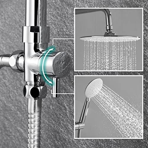 JOHO Edelstahl Duschsystem Duschset Duschstange Regenduschset mit ABS Kopfbrause D23cm 2