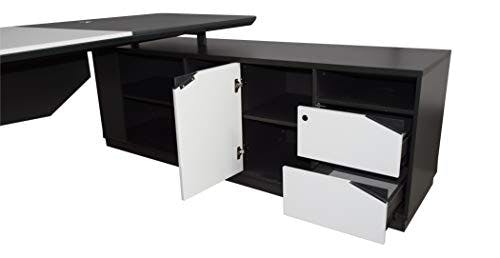 Jet-Line | Schreibtisch 'Carolina' | 2,2 m | weiß/anthrazit | linksseitig | Moderne Lederoptik | Arbeitsplatz | Büro Ausstattung | Büromöbel | Design | Tisch | Hochwertig | Homeoffice 3