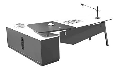 Jet-Line | Schreibtisch 'Carolina' | 2,2 m | weiß/anthrazit | linksseitig | Moderne Lederoptik | Arbeitsplatz | Büro Ausstattung | Büromöbel | Design | Tisch | Hochwertig | Homeoffice
