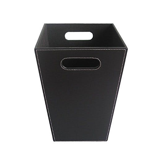 KINGFOM™ Klassisch Leder Papierkorb für Büro/Badezimmer/küche/Schlafzimmer (Platz-Schwarz) 0