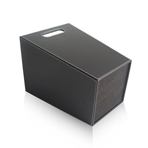 KINGFOM™ Klassisch Leder Papierkorb für Büro/Badezimmer/küche/Schlafzimmer (Platz-Schwarz) 1