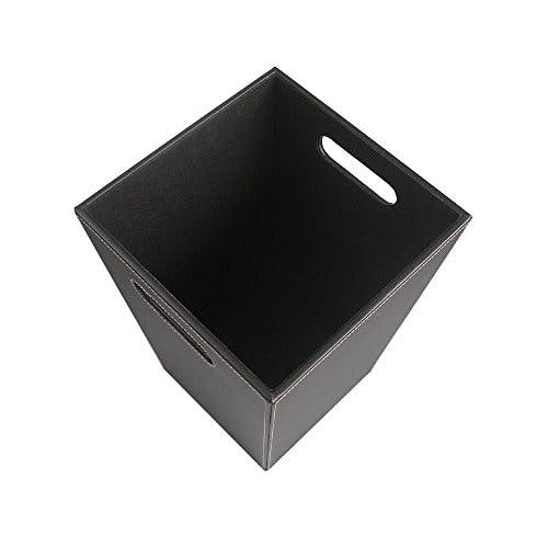 KINGFOM™ Klassisch Leder Papierkorb für Büro/Badezimmer/küche/Schlafzimmer (Platz-Schwarz) 2