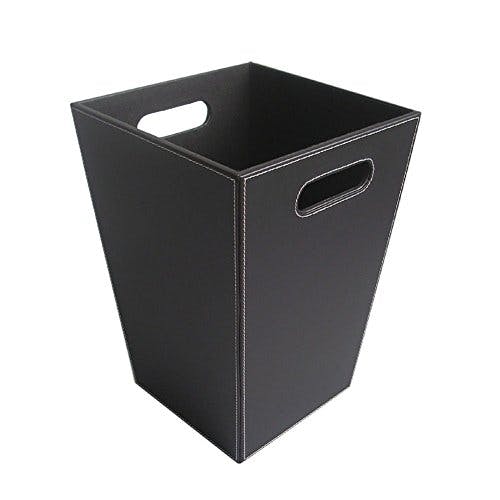 KINGFOM™ Klassisch Leder Papierkorb für Büro/Badezimmer/küche/Schlafzimmer (Platz-Schwarz)