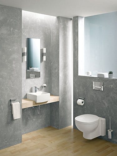 KEUCO Toilettenbürsten-Garnitur aus Metall Chrom und Kunststoff schwarz, Wandmontage, WC-Bürste mit Halterung für Bad und Gäste-WC, Klobürste, Plan 3